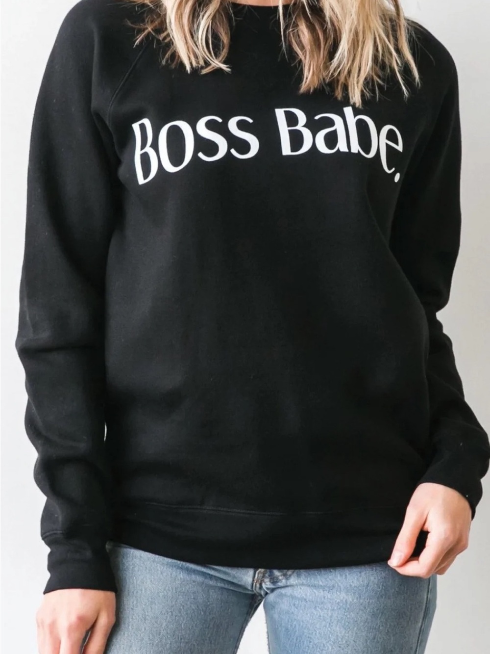 Brunette The Label Boss Babe Crewneck Sweatshirt (EUC) Black, Size S/M